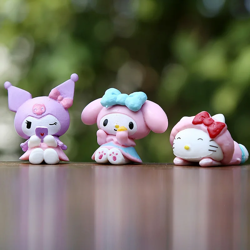 5 pz Kawaii Sanrio Anime Figura Melody Cinnamoroll Pachacco Kuromi Doll Action Figures Torta Decorare Giocattoli Regali per I Bambini