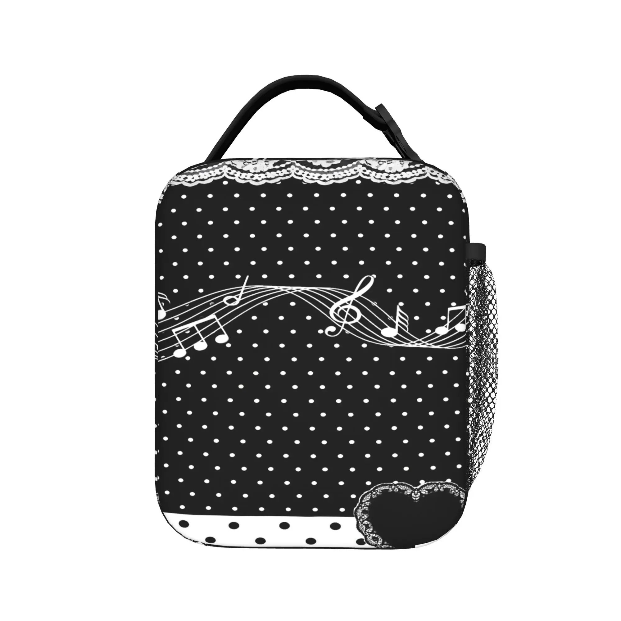 Personalized Piano Mochilas Mujer Polka Dot Print Lunch Bag  Fashion Lunch Box Portable Cooler Bag Oxford Custom Tote Food Bags