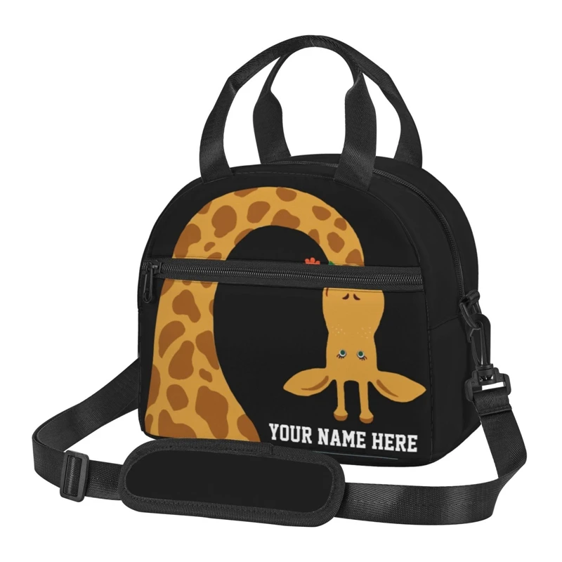 

BYMONDY Customized Name Children Lunch Bags Cartoon Giraffe Thermal Lunch Box Cooler Bag Students Picnic Insulated Container