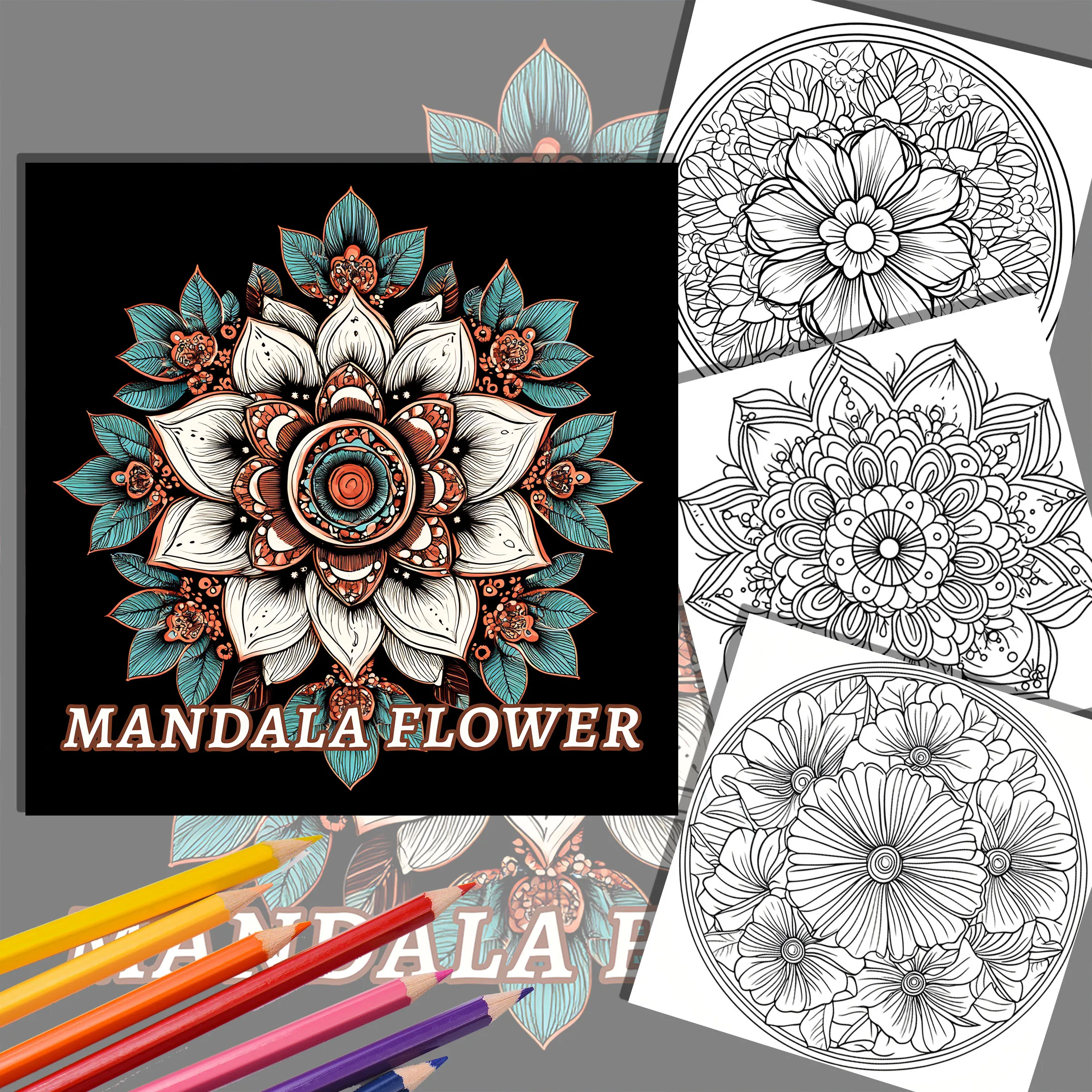 2pcs Art Coloring Book 24 Page Mandala Flowers Adult Picture Book SIMPLE BOLD Relieve Stress Kill Time Graffiti Painting Drawing