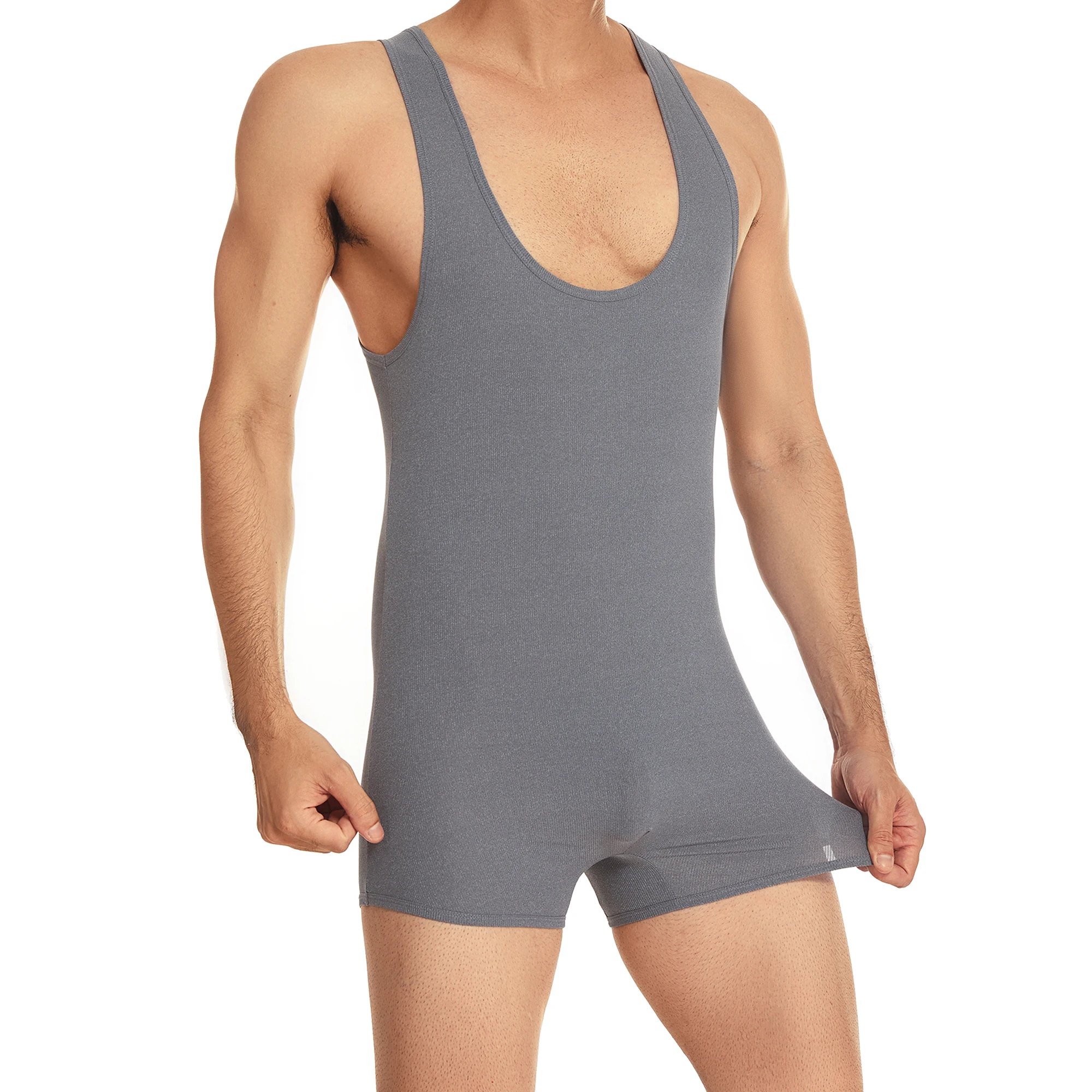 

Мужские сексуальные спортивные боди-майки: эластичные облегающие борцовские трико, цельные мягкие бесшовные купальники без рукавов