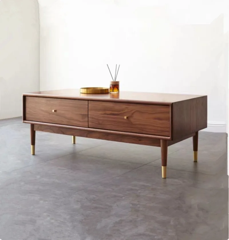 All solid wood black walnut coffee table Nordic simple light luxury coffee table 1.2 1.3 1.5 white oak tea table