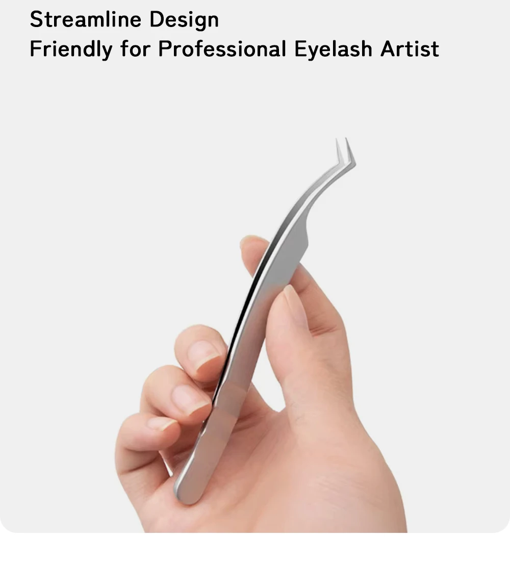 LUKATME 5 Stück Präzisionspinzetten aus Edelstahl mit Rutschfester Faserspitze, Professionelle Wimpernverlängerungspinzetten, Wimpern-Make-up-Werkzeuge – Detail 10