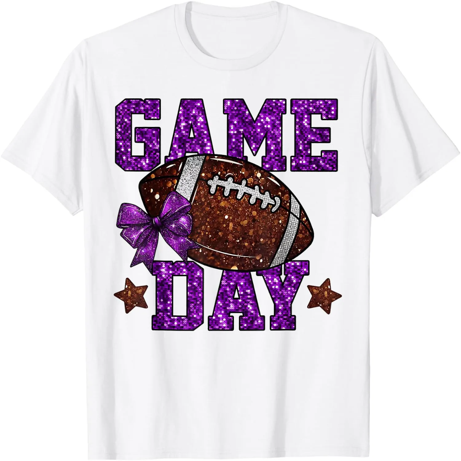 Game Day Touchdown Football Mom Girls Go Cheer Purple T-Shirt Short sleeve shirt, Retro tee