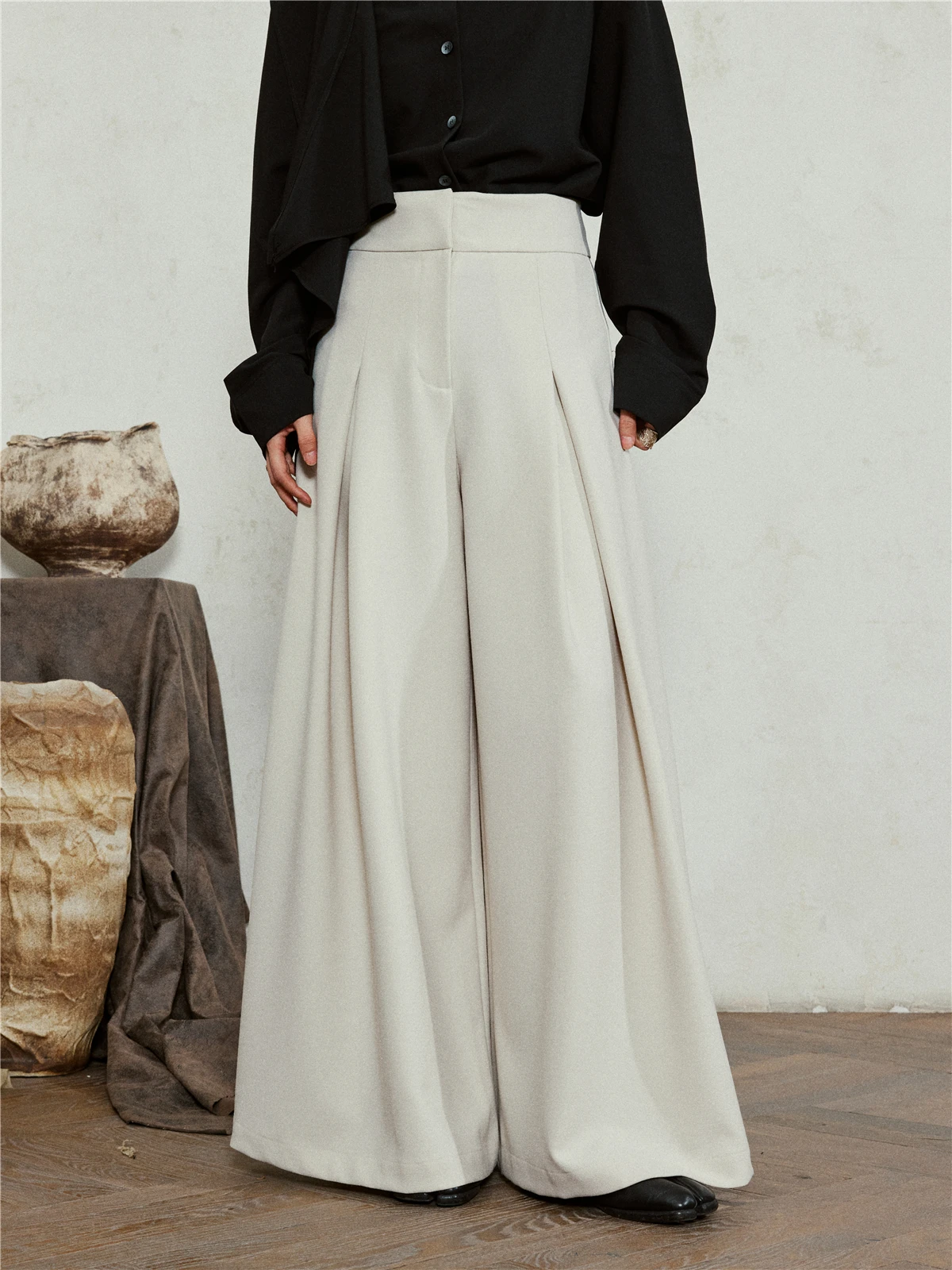 Sunyvonne High Waist Wide Leg Casual Pants Draped Lazy Style Floor-Length Suit Pants Classic Design Ladies' Straight Leg Trou...