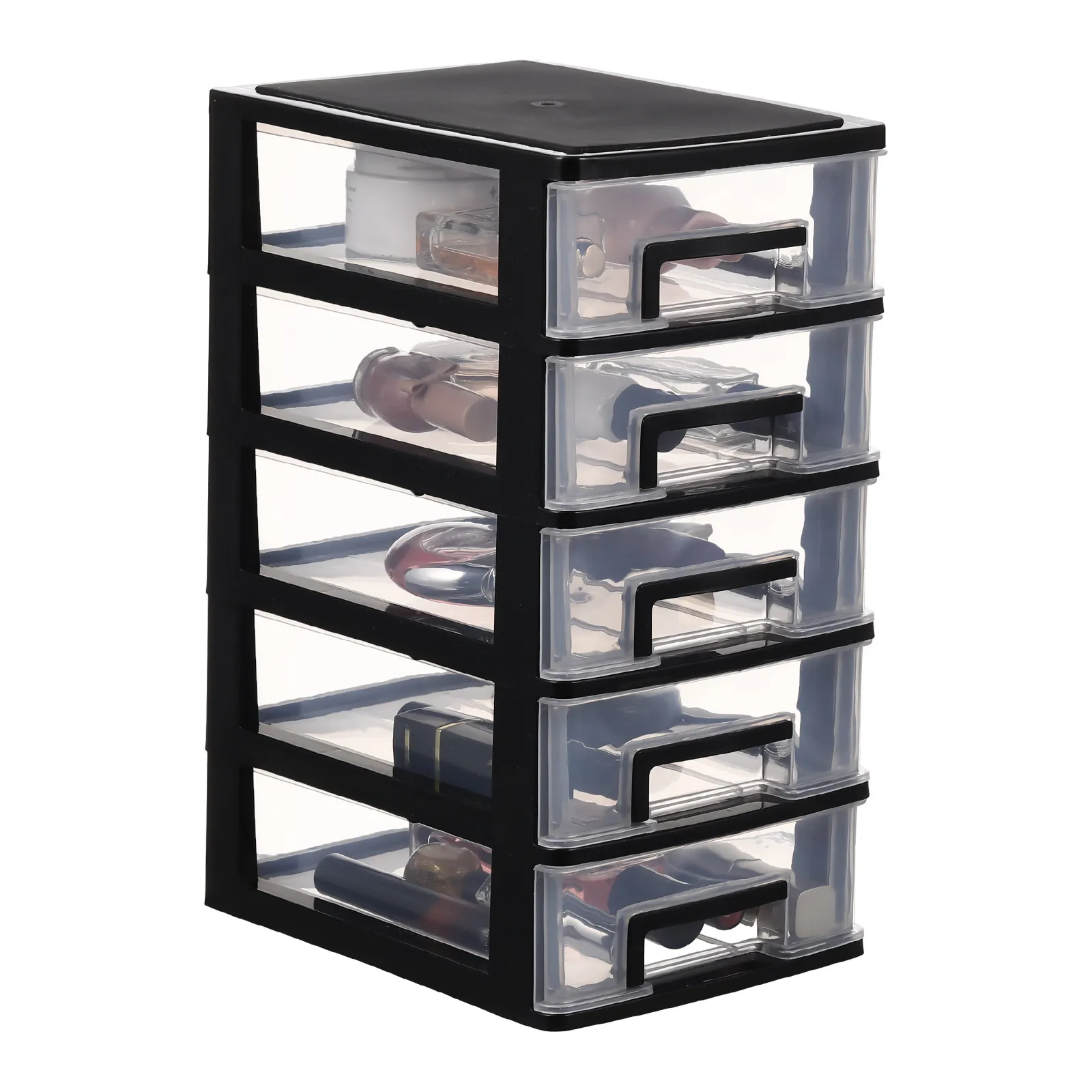 

Plastic Drawer Type Storage Cabinet Five-Layer Desktop Organizer for Makeup Cosmetics Jewelry Glasses Sundries White Transparent