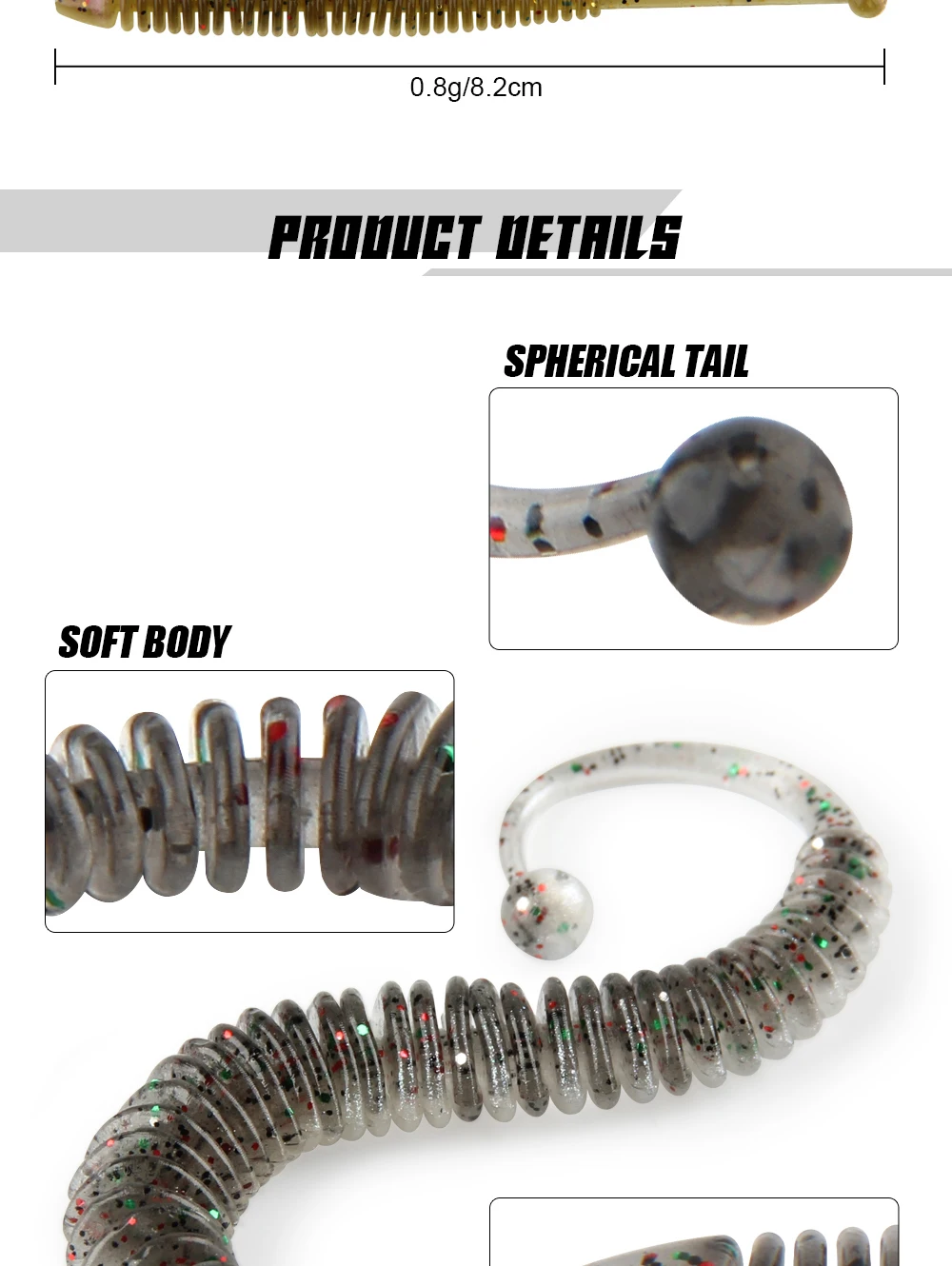 Spinpoler Weiche Köder Angeln Köder Shad Stick Wurm Meer Bass Gefälschte Regenwurm Künstliche Forelle Bass Drop Shot Barsch Leurre 10 teile/paket – Detail 3