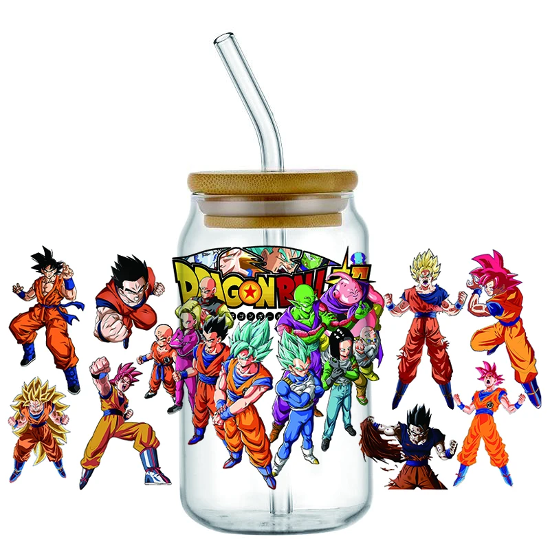 Minoso 3D New Design Dragon Ball UV DTF ANIME Decal Wrap For 16oz Libbey Glass Can Cup Coffee Wholesale Car Sticker