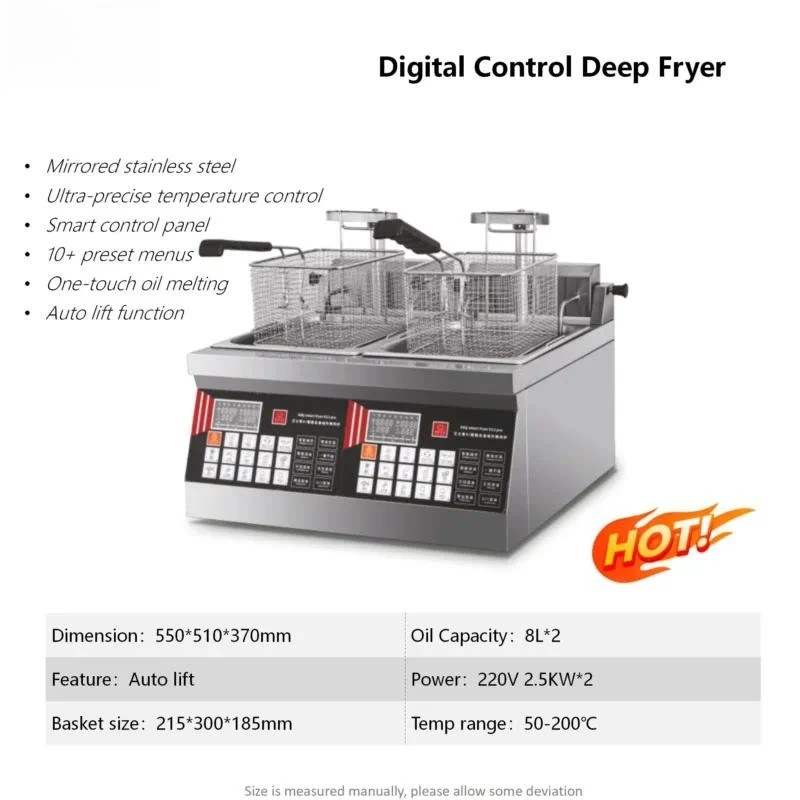 Commercial Digital Control Automatic Lifting Double Tank Deep Fryer