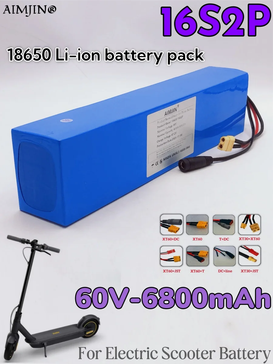 Batterie 18650 Lithium-Ionen 16S2P 60 V 6800 mAh mit BMS