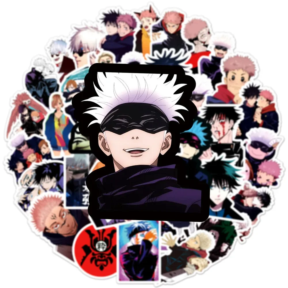 50 sztuk Anime Jujutsu Kaisen naklejki na laptopa bagaż deskorolka księga gości motocykl DIY wodoodporna naklejka Graffiti zabawki prezent