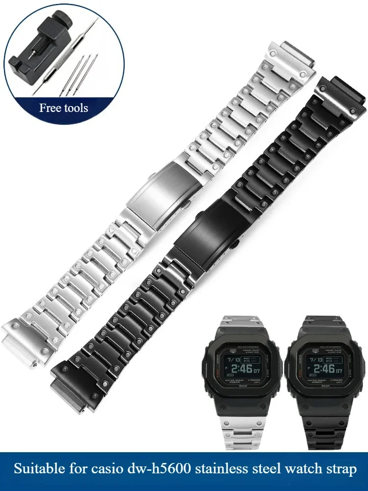 

Suitable for G-SHOCK Casio DW-H5600 heart rate small square steel strip series modified stainless steel watch strap for men