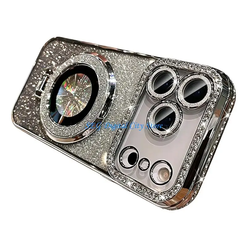 U75B Fashionable Sparkling Clear Shockproof Cover With Rotatable Holder For Phone