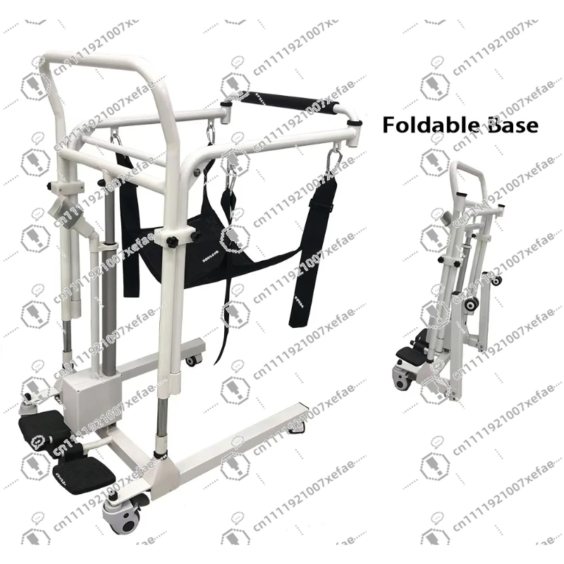 

Portable electric patient elevator, a foldable wheelchair transfer and lifting device suitable for disabled elderly people