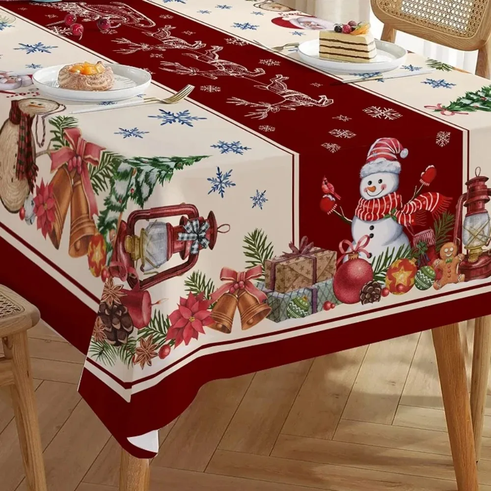 Christmas Tablecloth Santa Claus Pattern Rectangular Tablecloth Christmas Tablecloth Farmhouse Table Waterproof Dirt Repellent