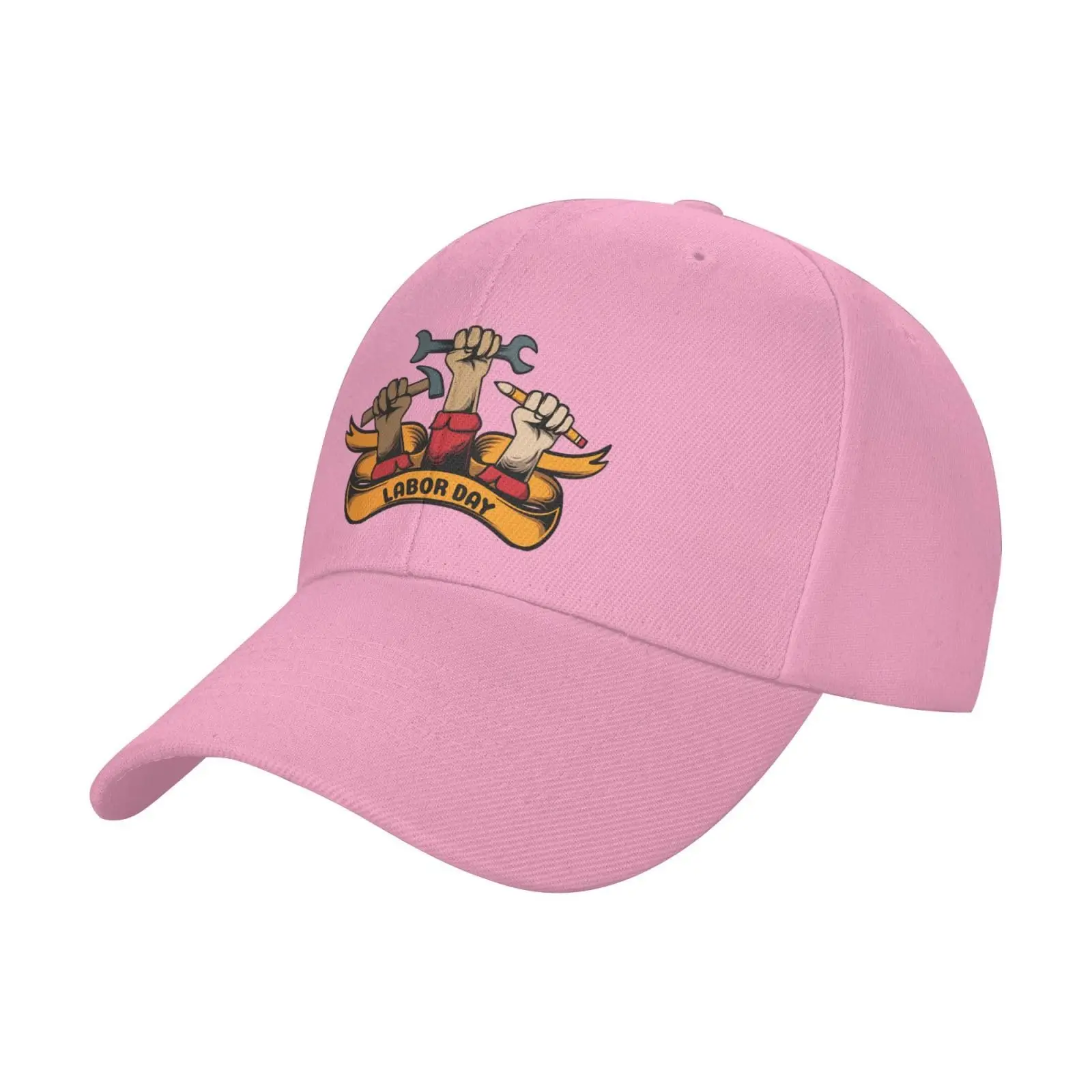 Labor Day Handheld Tools Trucker Baseball Cap for Men Women Golf Hats Adjustable Dad Hat Pink