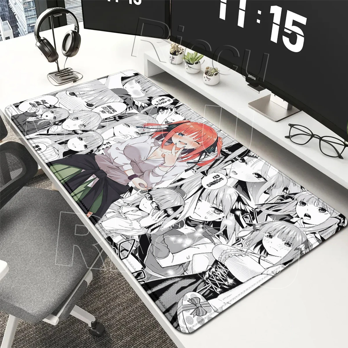 Nino Nakano Anime Mouse Pad Gaming Office Accessories Mats Anti-slip Rubber Base Lock Edge Keyboard Pads Aesthetics Extended Mat