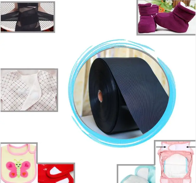 20/25/50mm Black White Transparent Hook loop tape Super Soft Baby Diaper DIY Clothing Self Adhesive Fastener Tape No Glue