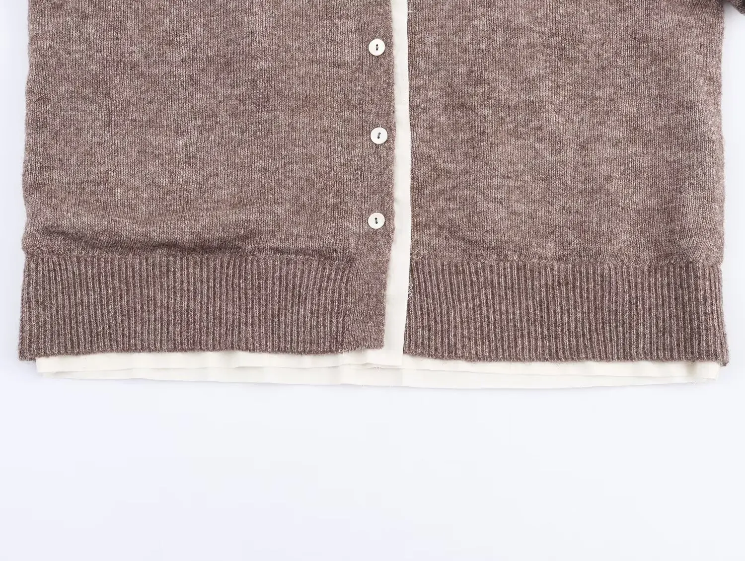 KONDALA Autumn Women Casual Cardigan O-Neck Buttons Knitted Tops 2025 Fall Winter Fashion Vintage Chic Female Elegant Cardigan