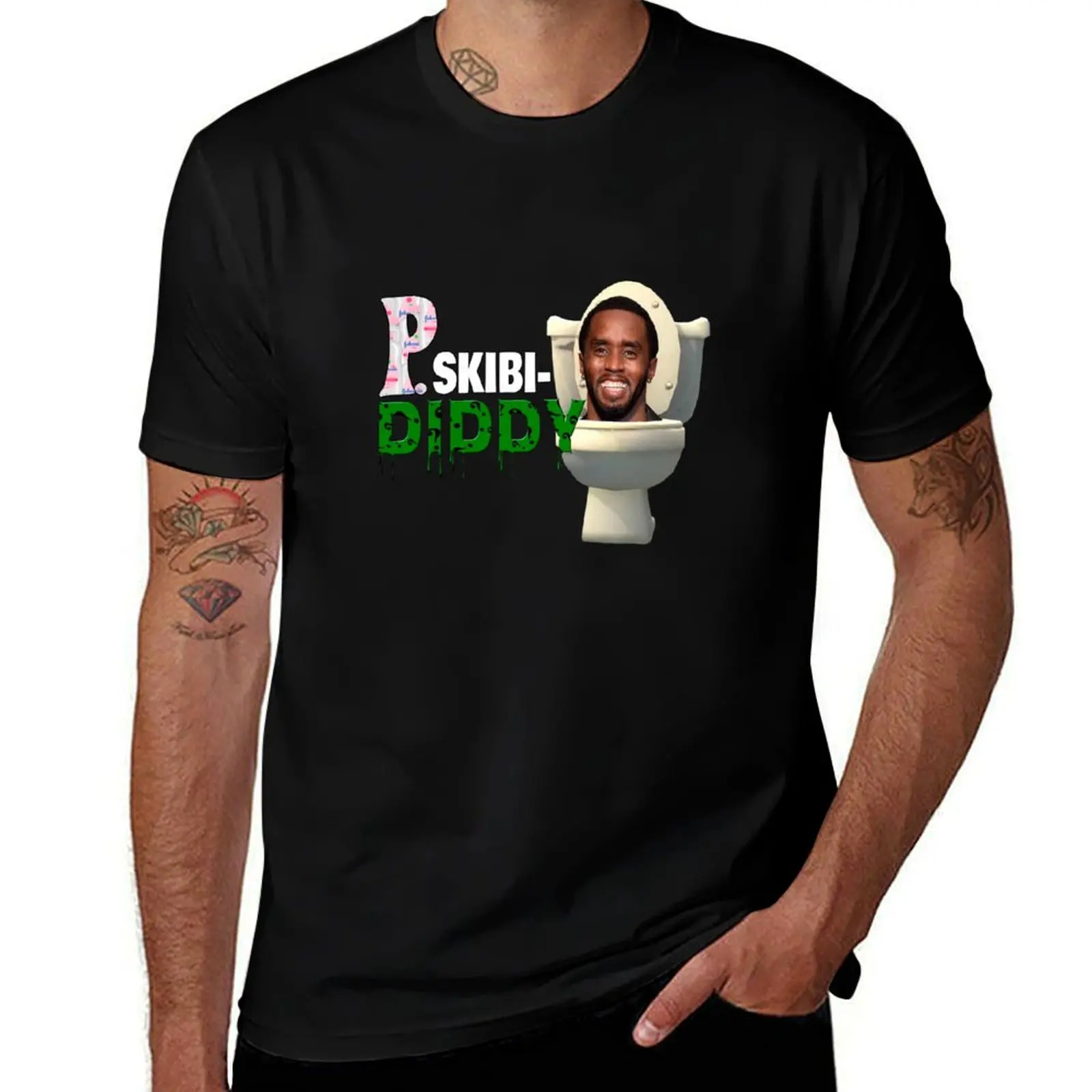 P Diddy Skibidi Toilet T-Shirt Fashion Letter Print T-Shirt