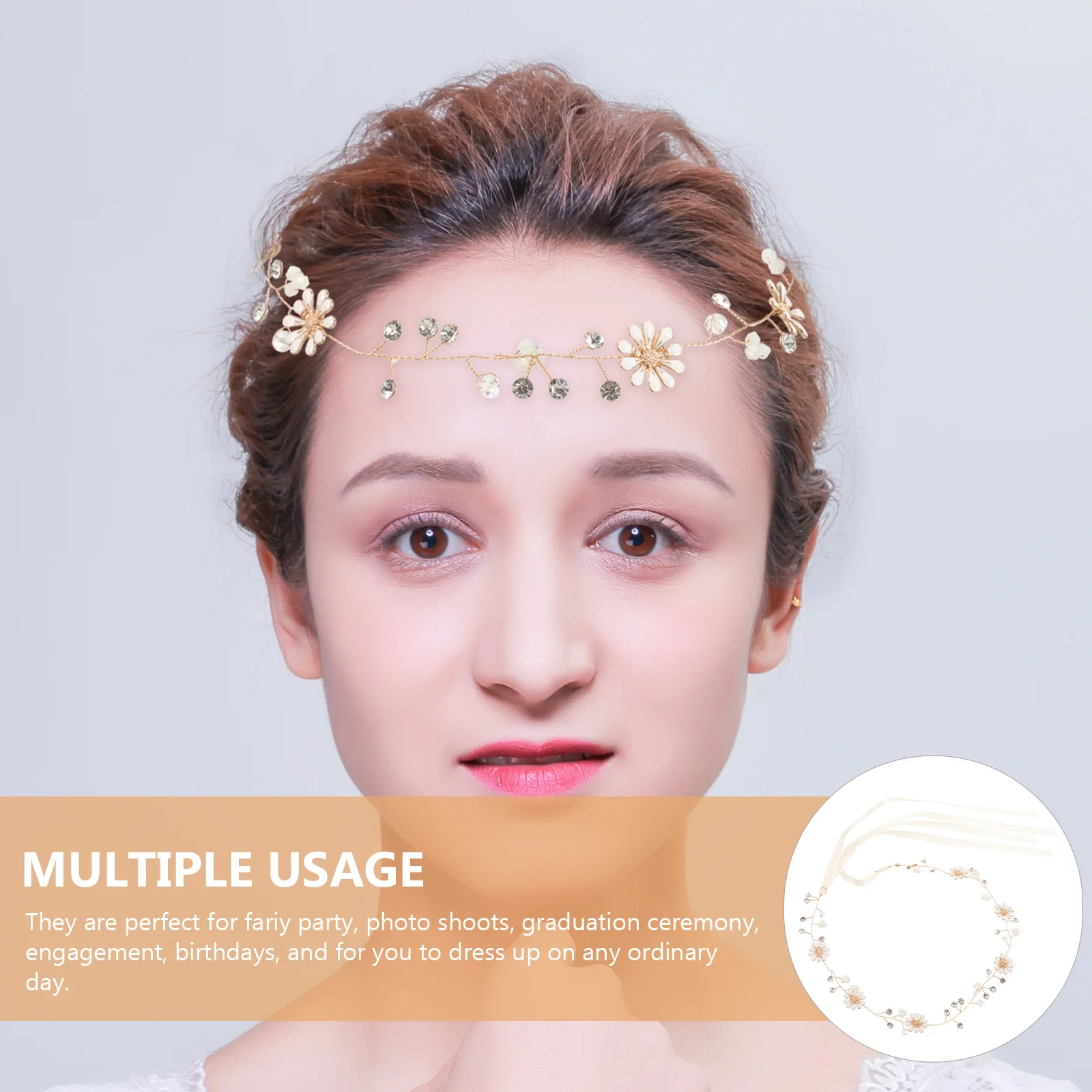 

Adorable Daisy Flower Headband Floral Wreath Hair Garland Bridal Headwear Festivals Hair Band Elegant Real-Look Allergy-Friendly