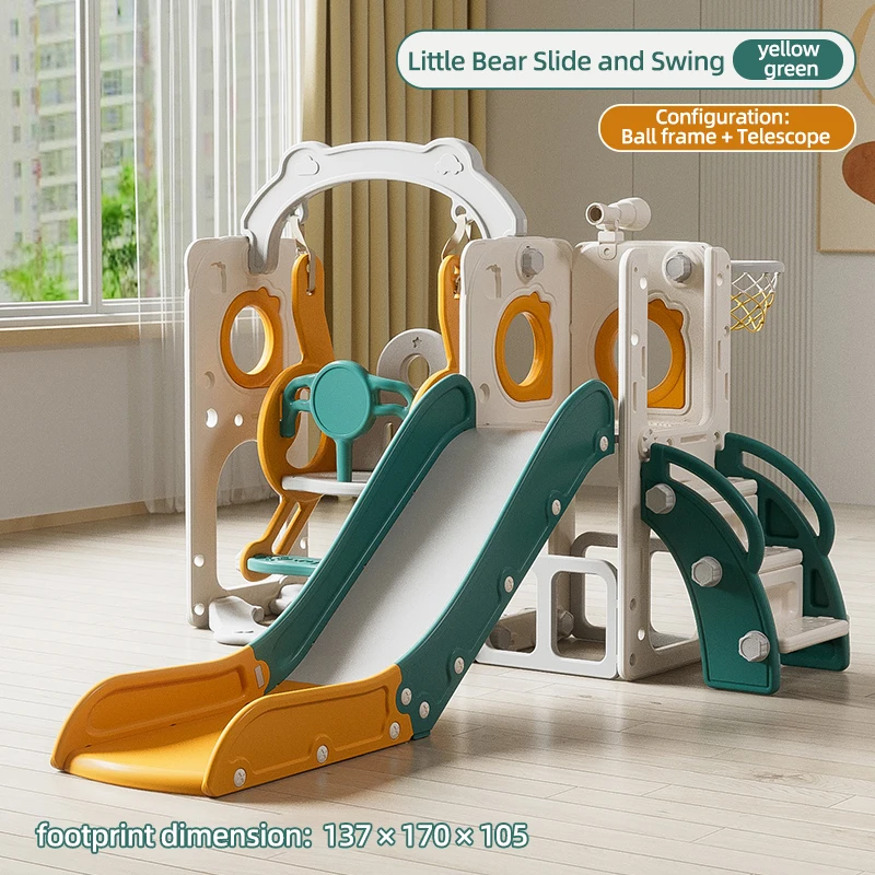 Toddler Plastic Slide Climber Basketball Hoop Trampoline Park Residential Eco-friendly Indoor/Outdoor School Game Set