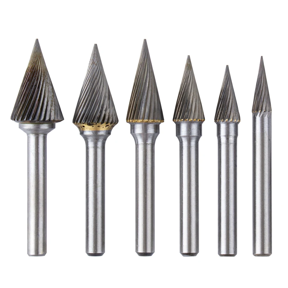 

M Conical Head Carbide Grinding Head 1PC Wood Carving Tungsten Steel Rotary Boring Cutter Abrasive Tools LType File Milling Cutt