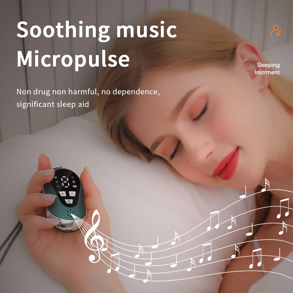 Handheld EMS Microcurrent Sleep Aid Dispositivo Mini Massageador Pulso Instrumento Hipnose, Música Aliviar Alívio da Pressão da Insônia, 2023