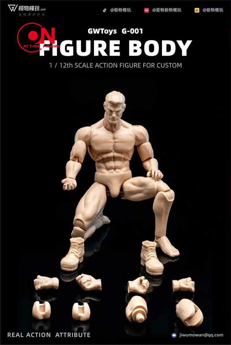 GWToys G001 1/12 Mannelijke Sterke Gespierde Lichaam 16 cm Soldaat Super Flexibele Action Figure Gelede Lichaam 6 "Tekening Mannequin poppen