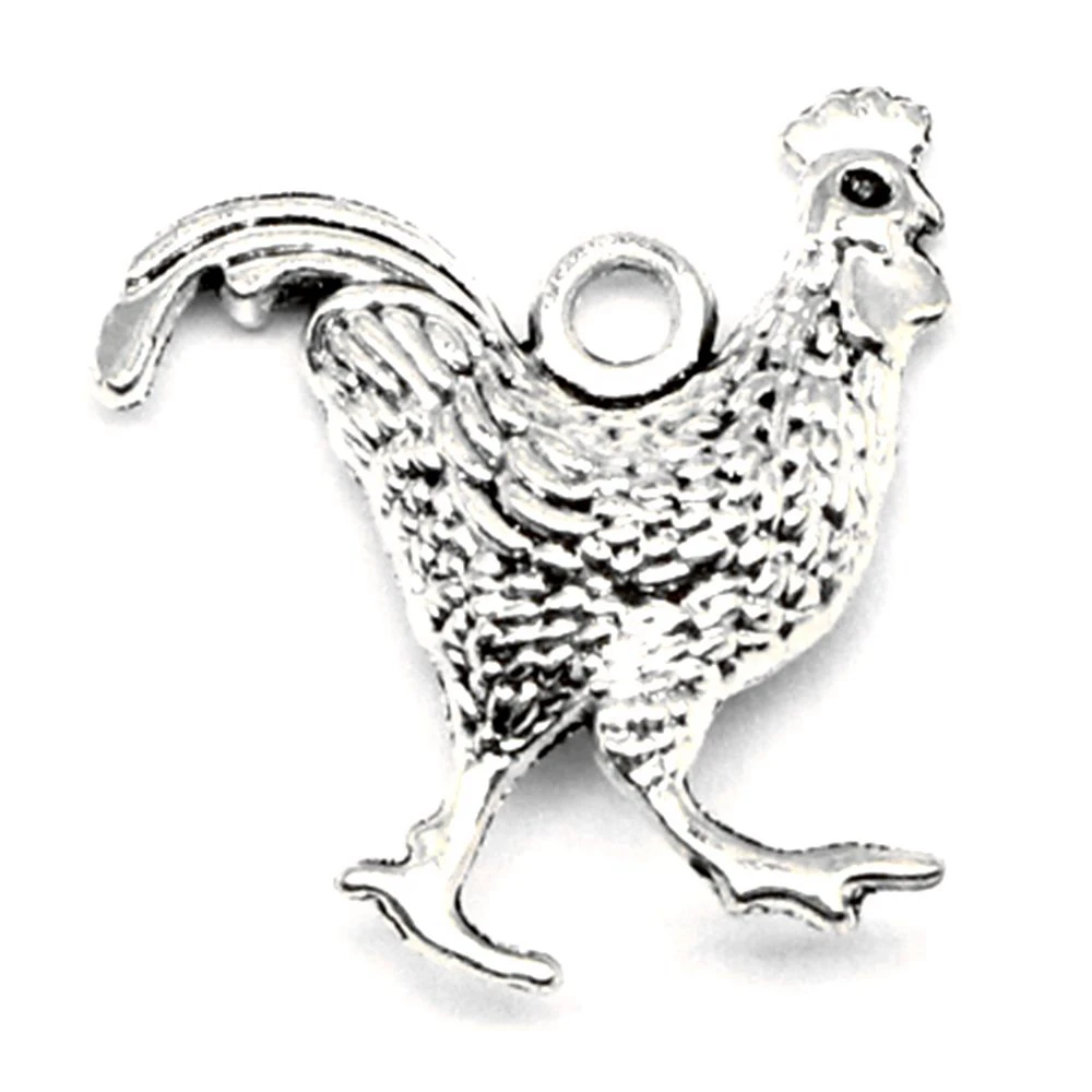 

Rooster Charms Vintage Pendant Accessori For Woman Jewlery Trendy 20x22mm 5pcs Antique Silver Color