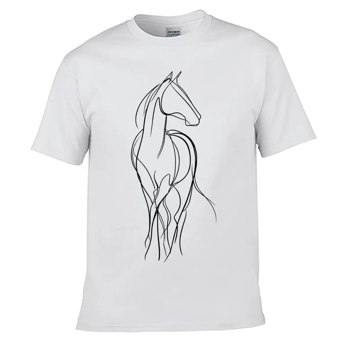 Minimalist Horse Line Art Portrait short-sleeved T-shirt