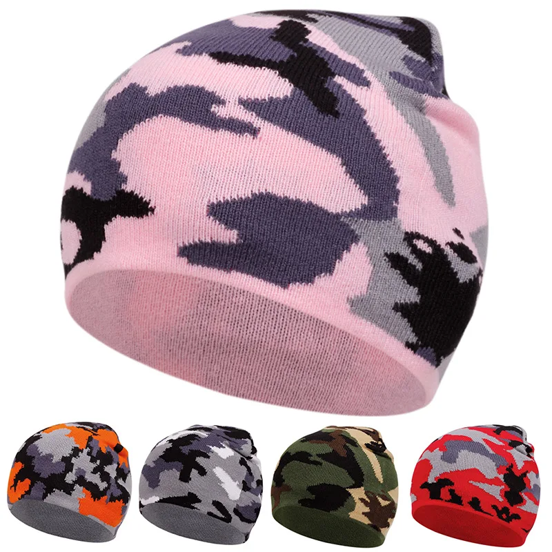 1 Stück 5 Farben Damen Camouflage Strickmütze Herren Cry Caps Herbst/Winter Warm Street Style Casual Beanie Cap CJCYMZ082