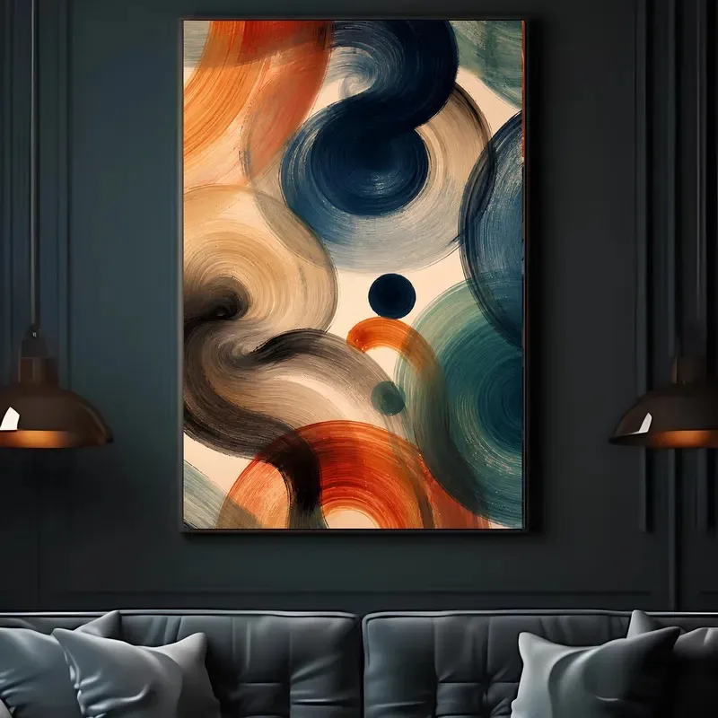 Modern Abstract Geode Agate Canvas Poster Nautilus Fossil 3D Layered Wood‑Texture Wave Marble Wall Art for Home Interior Decor