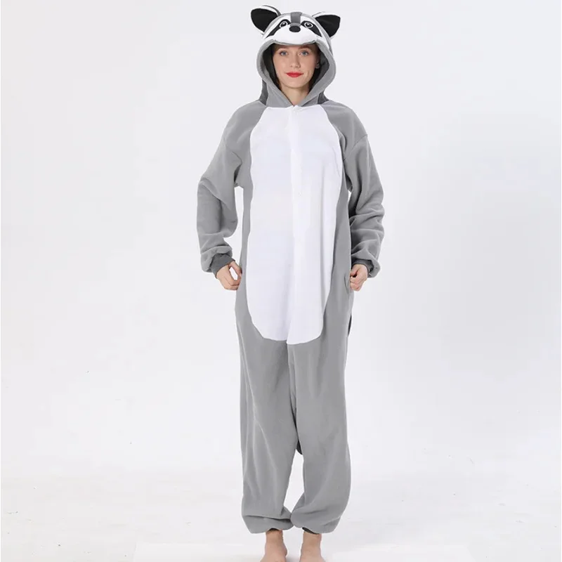 Unisex el disfraz de mapache Onesies monstruo Cosplay pijamas pijamas para adultos ropa de dormir de animales mono