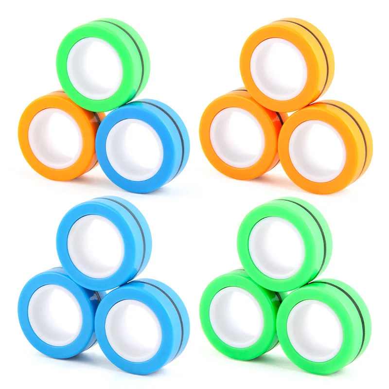 3Pcs Fidget Spinner Colorful Fingers Magnet Rings Stress Relief for Training Relieves Autism Anxiety Gift for Adults Teens Kids