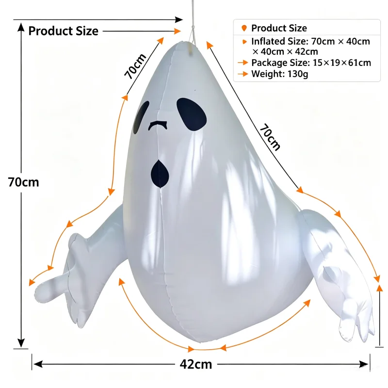 LUSQI Halloween stehend aufblasbarer gruseliger aufblasbarer Kürbisgeist, winddichtes Festival-Thema, für drinnen und draußen, Gartendekoration – Detail 18