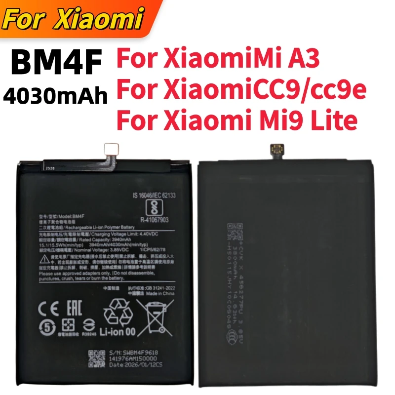 100%High Quality BM4F For Xiaomi Replacement Phone Battery For Xiaomi Mi A3 CC9 CC9e CC9 Mi9 Lite  Batteries Fast Shipping+Tools
