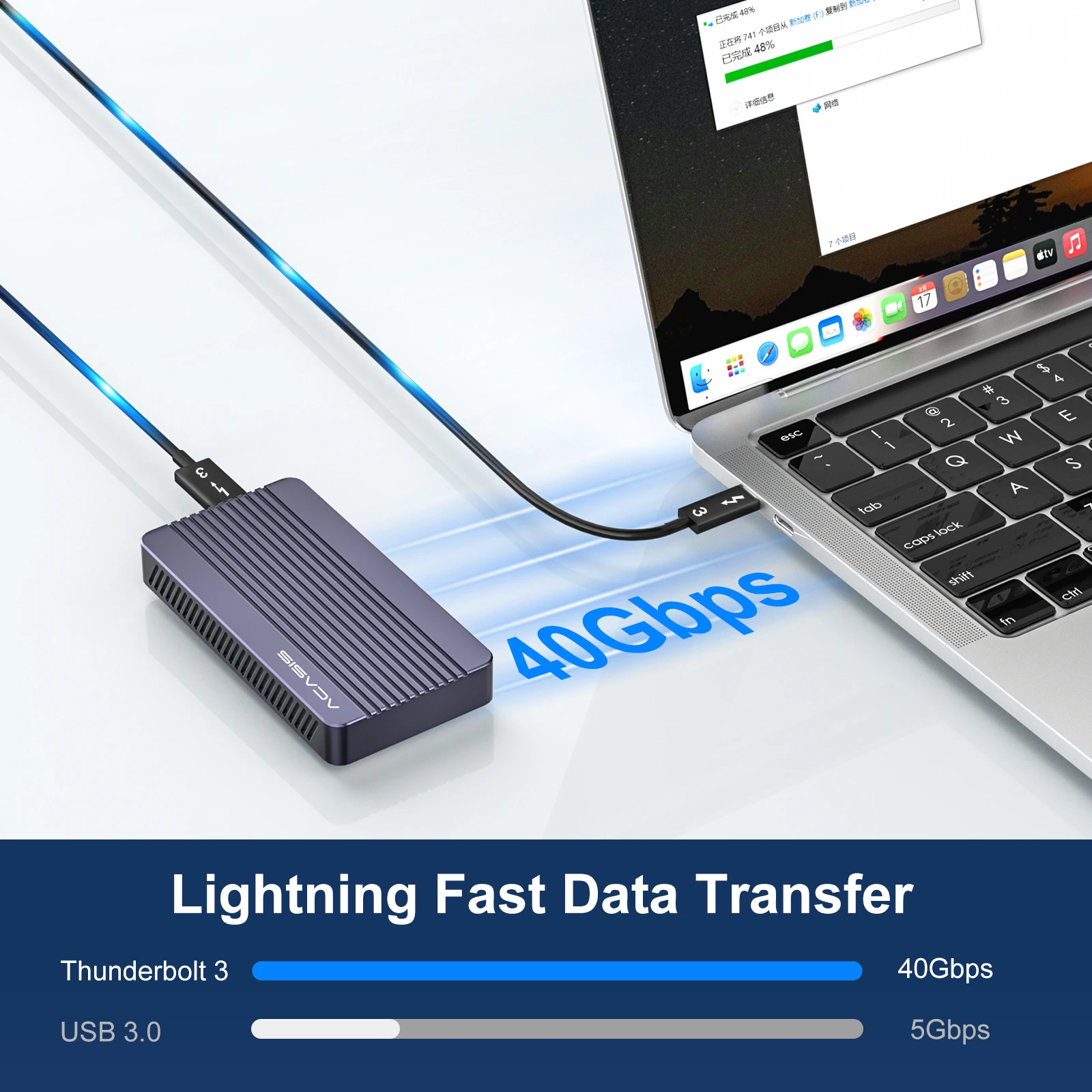 Imagem -02 - Nvme Caixa Ssd Pcie Driver Rígido Externo Compatível com Thunderbolt Usb 3.2 3.1 3.0 Usb 2.0 Caixa de Disco 40gbps Orico Case Kingspec Acasis-m.2