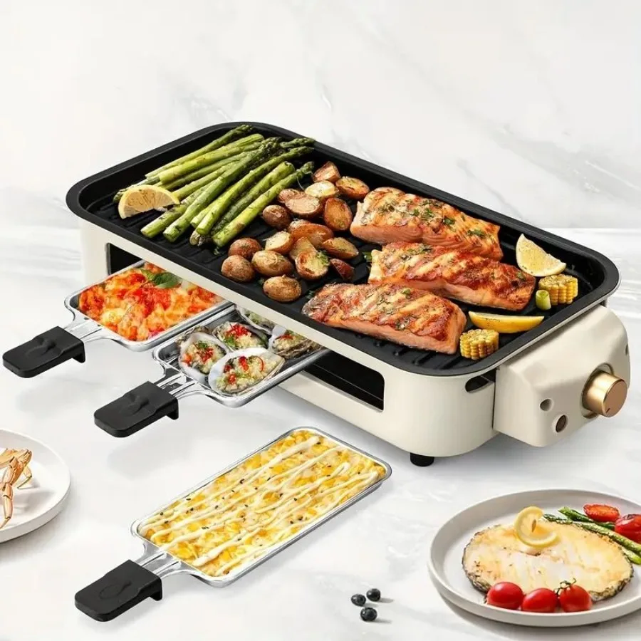 

Smokeless Indoor Electric Grill with Removable Non-Stick Plate 1500W Portable BBQ Griddle Dishwasher Safe Hot Pot Cooking Kitch