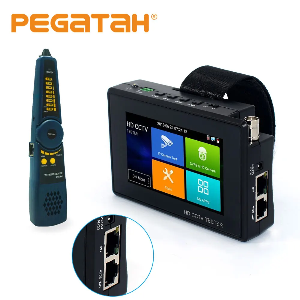 PEGATAH 4inch Wrist Touch Screen CCTV Tester for IP Camera Tester H.265 IPC Tester with POE Output for CCTV Camera Tester