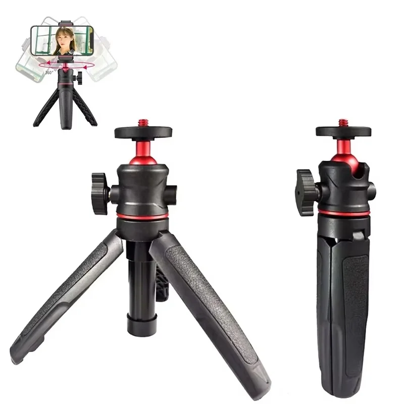 Mini Extendable Desktop Tripod Handle Grip Stand With Flexible Ballhead 1/4
