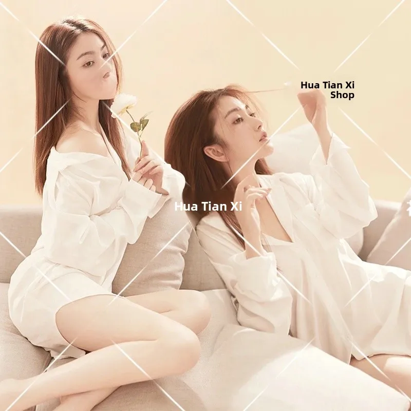 

Сексуальная длинная белая рубашка для девочек-подростков для фотосессий в частной студии, модная, на заказ, в традиционном китайском стиле