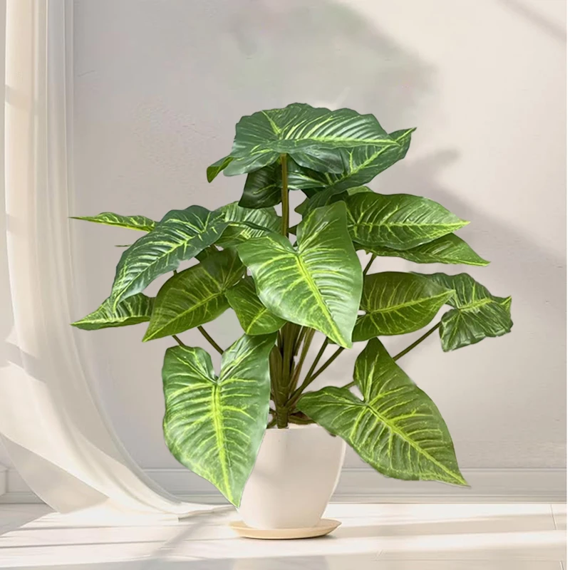 40cm Artificial Plants Fake Ficus Tree Tropical Banyan Tree Small Plants Branch Plastic Codiaeum Leaves for Home Garden Decor