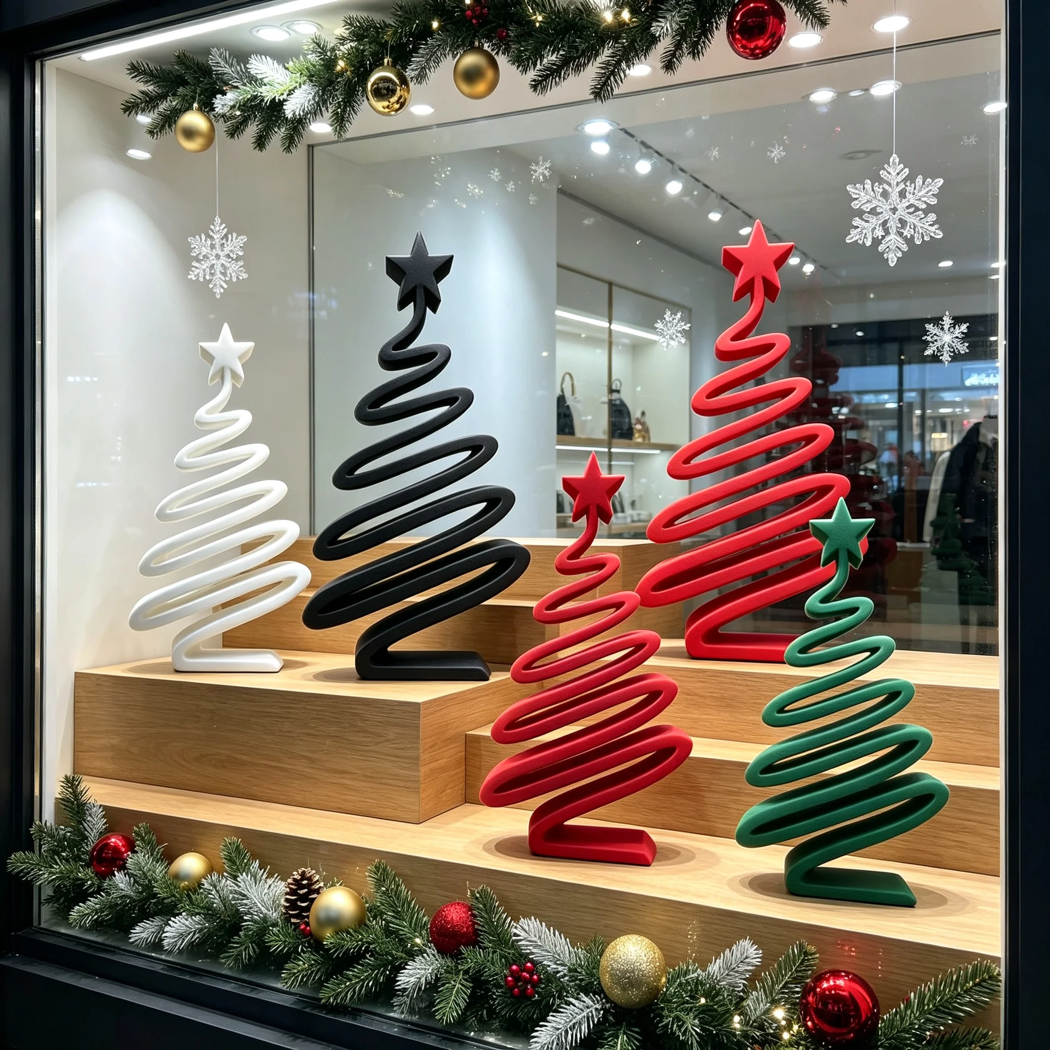 Christmas Tree Ornament Spiral Shape Xmas Hollow Figurine Irregular Holiday Home Office Cafe Desktop Decor Bedroom Sculpture