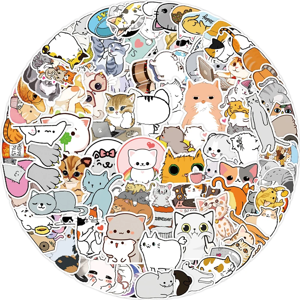

10/30/50/100 шт., милые наклейки с мультяшными кошками, наклейка, детская игрушка, ноутбук, гитара, телефон, багаж, велосипед, граффити, украшение, наклейка