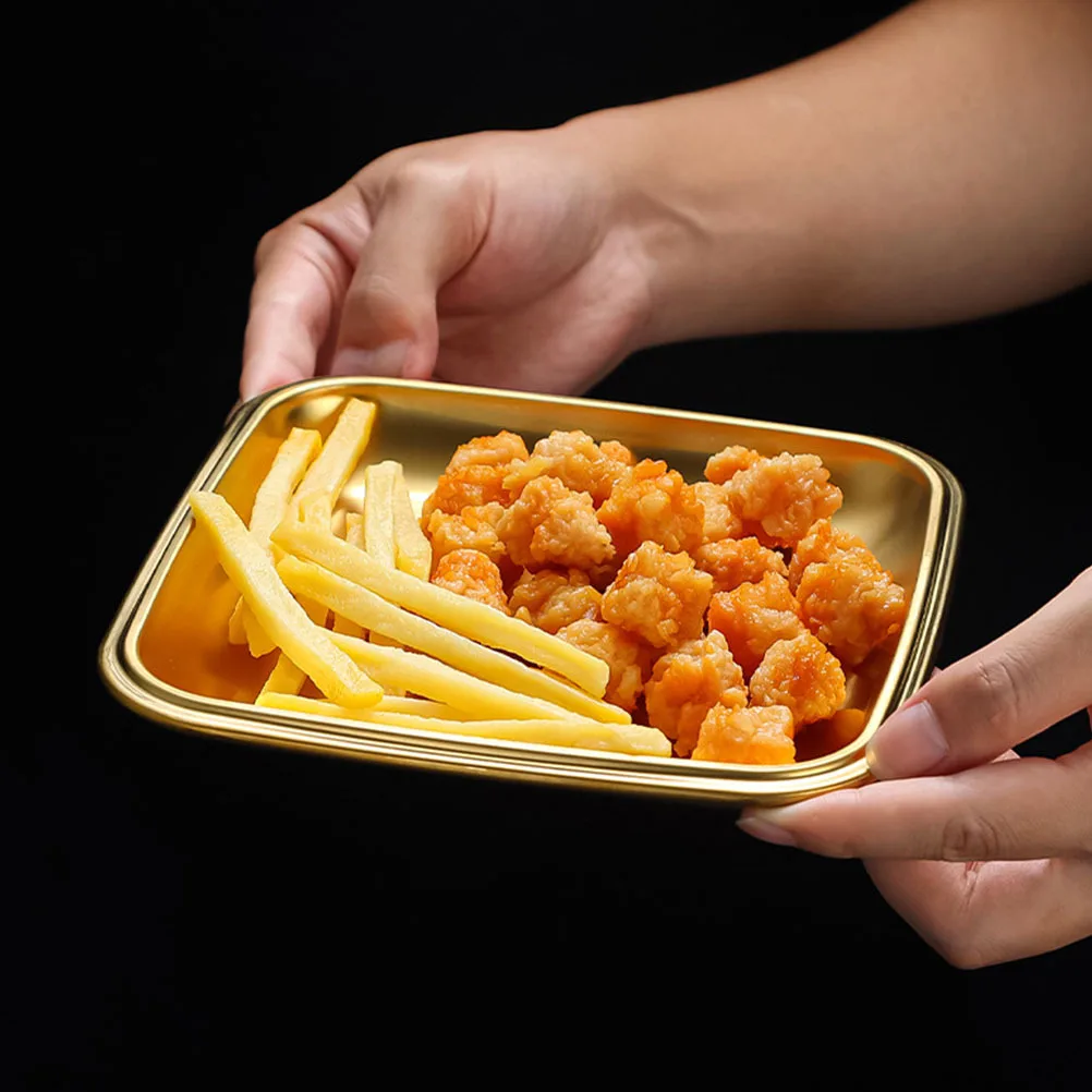 

Квадратная тарелка в корейском стиле из нержавеющей стали, блюдо для закусок для сервировки фруктового стейка, десерта, барбекю, гриля, кемпинга, кухни