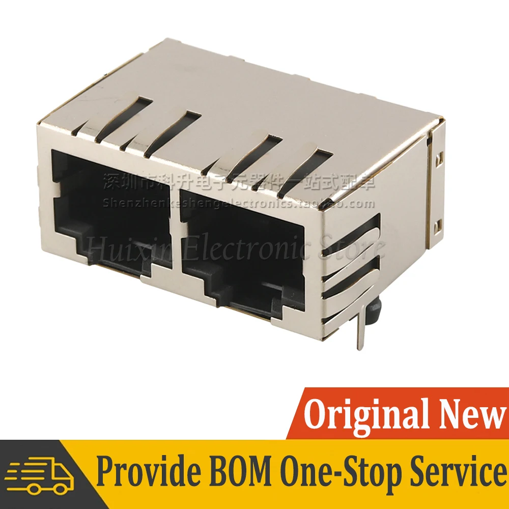 2pcs 1-1734697-2 RJ45 Jack 8P8C Network Double Port 1X2 Ports Tap Down Modular Connector Magnetic Filter Interface DIP Type