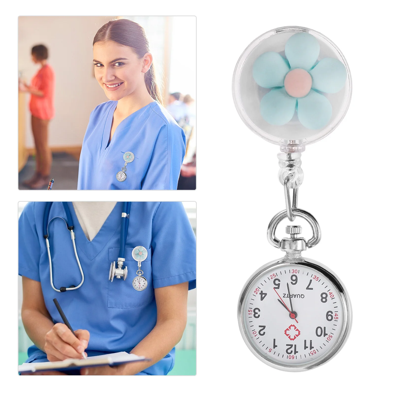 

Lightweight Cartoon Clip On Nurse Fob Watch Quartz Chest Watch Stylish Student Timepiece
