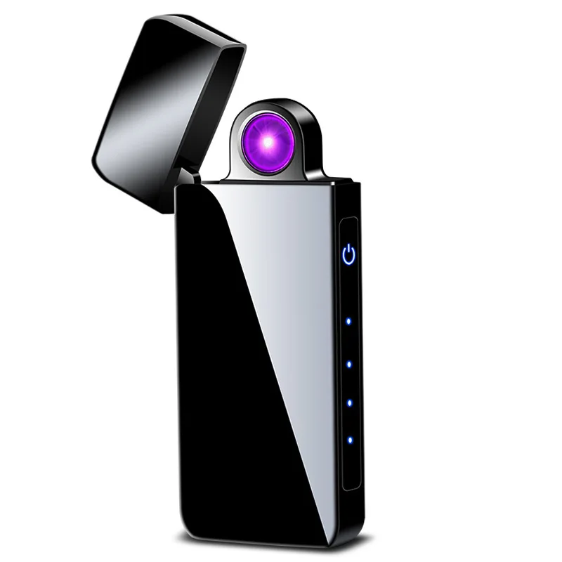 Creative New Gift Rotating Flame USB Charging Lighter Fingerprint Sensing Windproof Arc Lighter Wholesale  Smoking Accessories