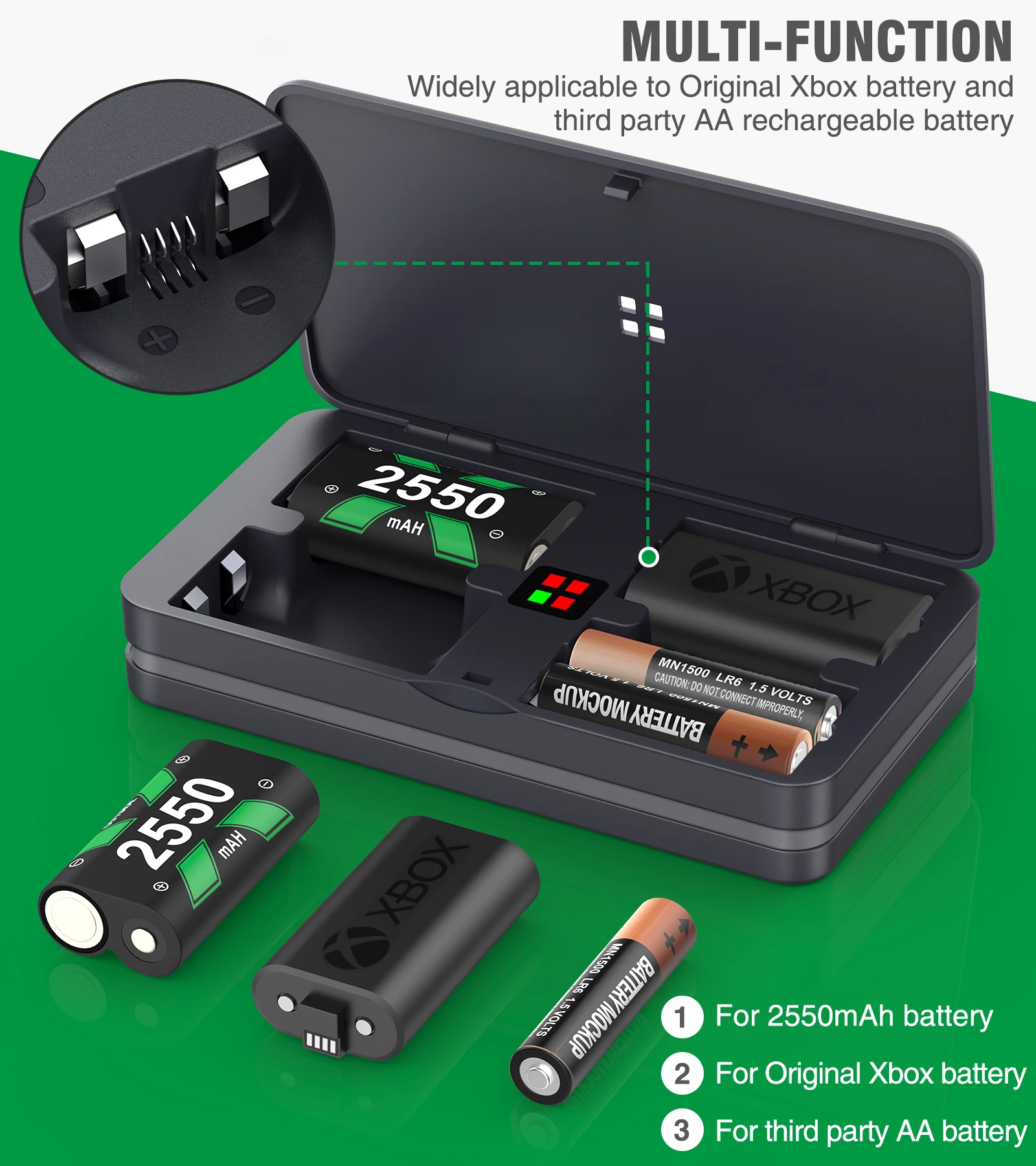 4 * 3000 mWh Xbox-Controller-Akku für Xbox Series X | S/One S/X/Elite wiederaufladbarer Akku mit Schnellladestation – Detail 12